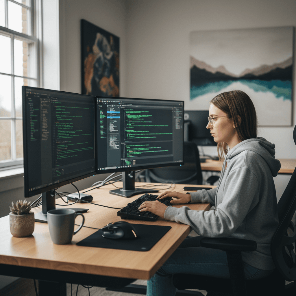Developer coding